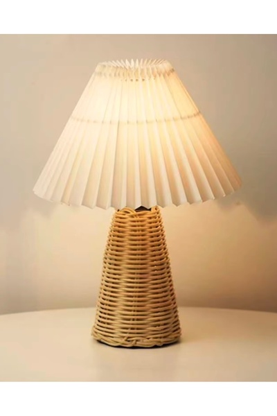 burenze Modern İsra Abajur Masa Lambası Umbrella Abajur Hasır Gövde Şık Görse...