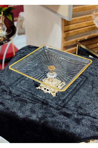 SEÇKİNEV Swan 4 Parça Gold Deatylı Ayaklı Tabak Sunum Set