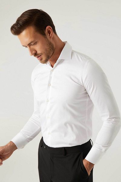 D'S Damat Ds Damat Slim Fit White Plain Shirt