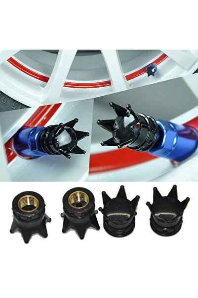 MeyZone Alüminyum Kral Tacı Sibop Kapağı 4'lü Siyah Kral Tacı Sibob Kapağı Ta...