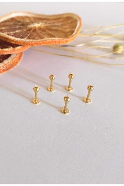 Bylin %100 Cerrahi Çelik Labret Pıercıng Set -kulak&dudak Için - Top Çapı 3mm-5 Adet