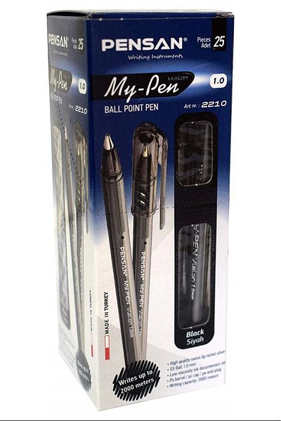 Pensan My Pen 1 Mm Black Ballpoint Pen - Pack of 25