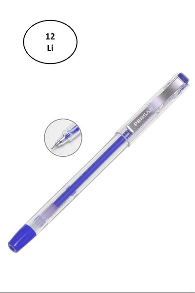 Pensan 6405 My-King Gel Metal Clip Pen Blue 0.5 12 Pcs