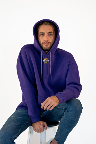 TEVOOY سويت شيرت بقلنسوة كبير الحجم للجنسين، 3 خيوط، ريش من الداخل، طباعة تمس...