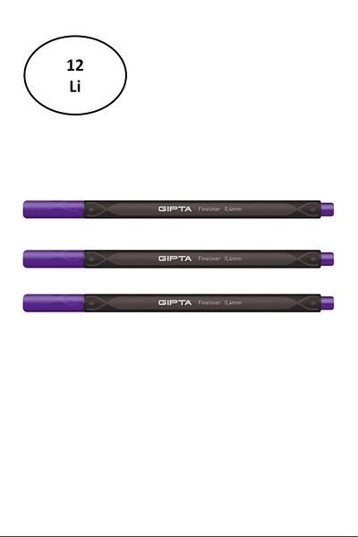 Gıpta Fineliner Pen 0.4 Mm Cardboard Box Triangle Purple 12 Pieces