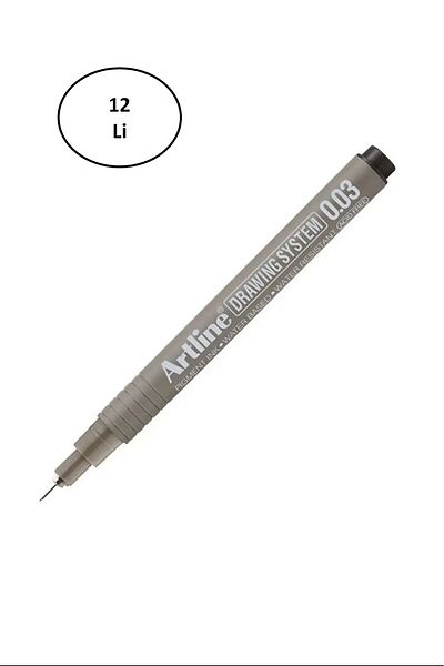 artline 2303 0.03 Black Drawing Pen 12 Pcs