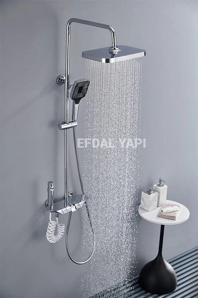 EFDAL YAPI MİMARLIK Piano Shower Set Chrome with 5 Functions, 2 Years Warranty