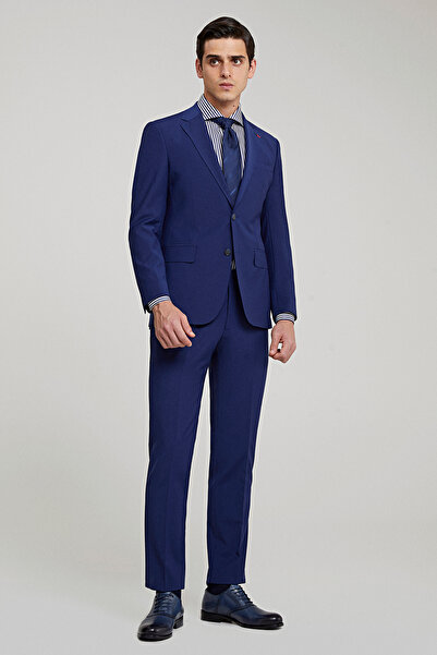 D'S Damat Ds Damat Slim Fit Saks Blue Wool Travel Suit