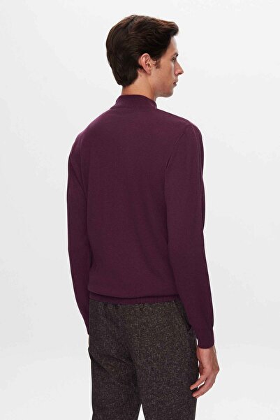 D'S Damat Ds Damat Regular Fit Mor Düz Örgü Yün Karışımlı Triko Kazak
