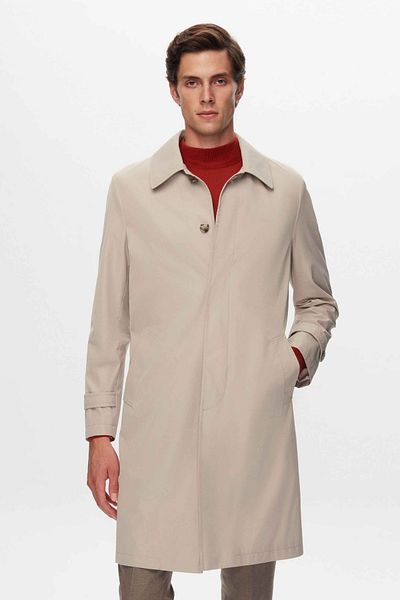 D'S Damat Ds Damat Regular Fit Stone Plain Top Coat/Trencot