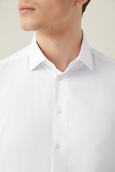 D'S Damat Comfort White Dobby Easy Iron πουκάμισο