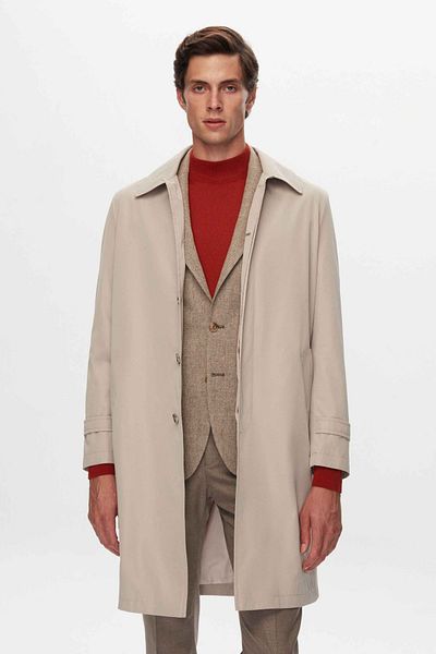 D'S Damat Ds Damat Regular Fit Stone Plain Top Coat/Trencot