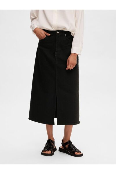 Selected Femme Midirock Schwarzer Jeans
