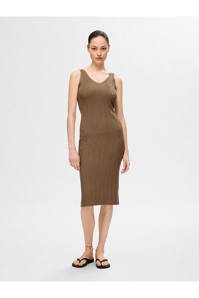 Selected Femme Midikleid Gestricktes