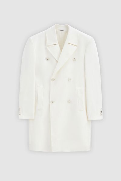 D'S Damat Ds Damat Regular Fit Ecru Plain Single Slit Double Breasted Coat