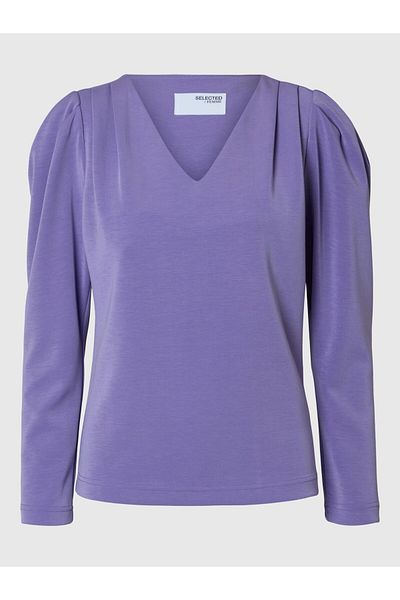 Selected Femme Top mit V-Ausschnitt Drapiertes