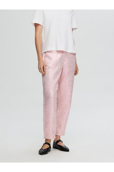 Selected Femme Cropped Hose Metallic Jacquard