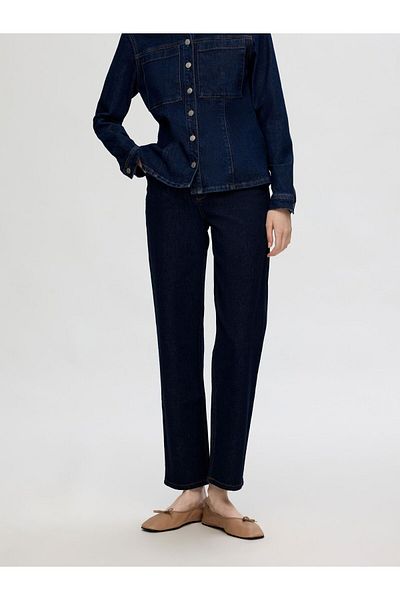 Selected Femme Straight Fit Jeans Dunkelblaue