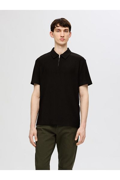 Selected Homme Polo shirt Half-Zip Plissee