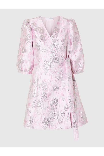 Selected Femme Wickelkleid Geblümtes Jacquard