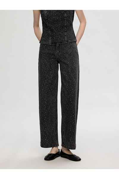 Selected Femme Wide Fit Jeans Strass
