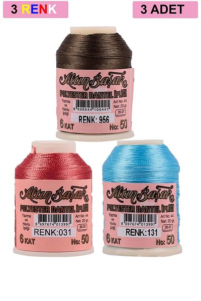 Royaleks 3 Pieces of Gold Spike Needle and Lace Thread 20 Gr - Royaleks - No: 031 - 131 - 956