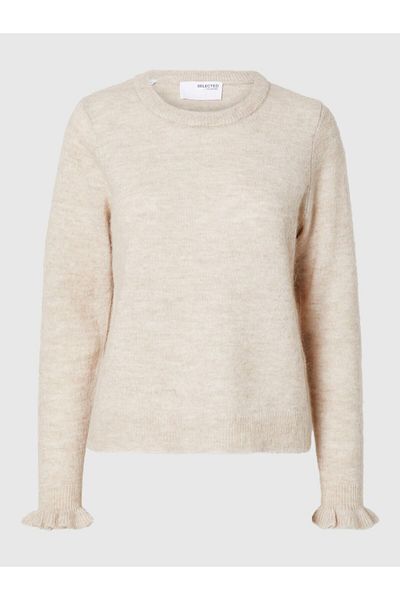 Selected Femme Strickpullover Rüschenärmel