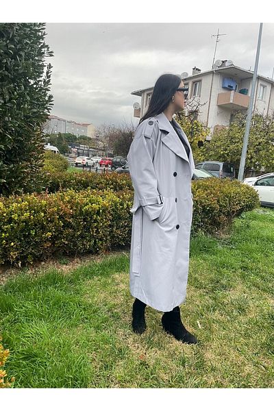 TANISA Long Button Detail Trench Coat