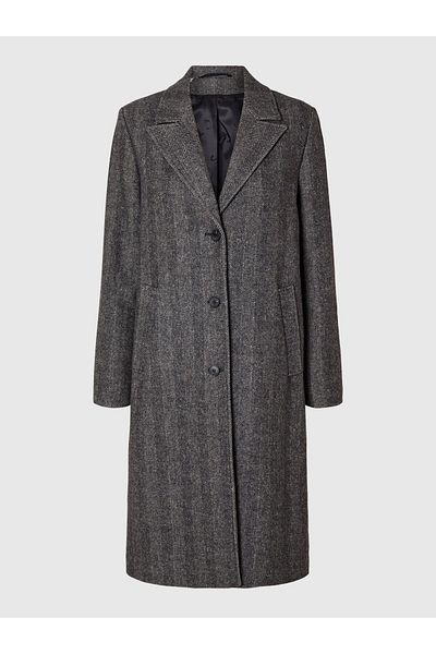 Selected Femme Langer Mantel Fischgrät