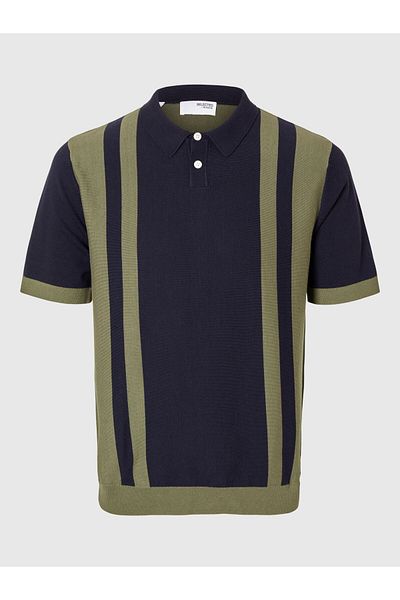 Selected Homme Polohemd aus Strick Colorblock