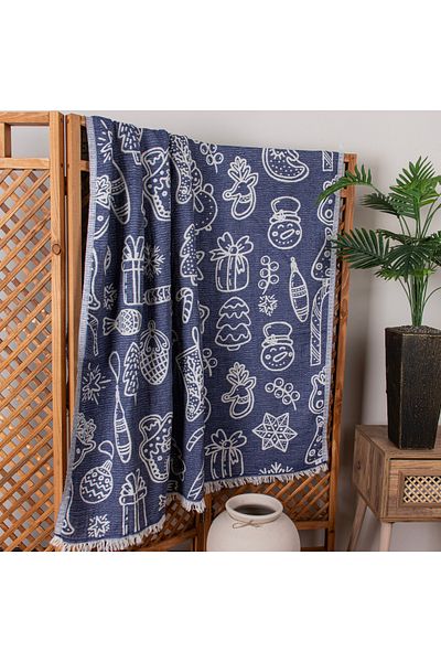Befera Design Single 4-Layer Muslin Pique - 100% Cotton Jacquard Bedspread Tv Blanket 140X200 Christmas