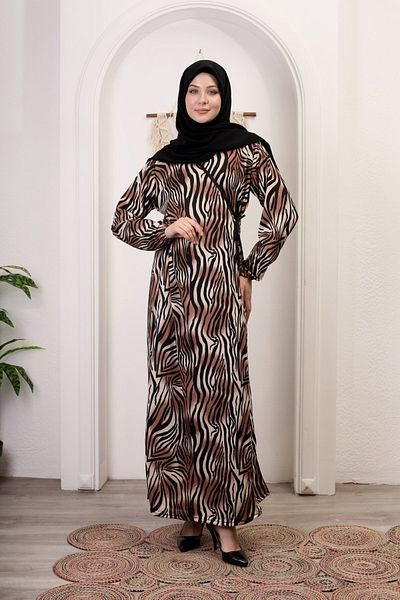 Kutay Collection Εποχιακό γυναικείο φόρεμα προσευχής με δέσιμο στο πλάι