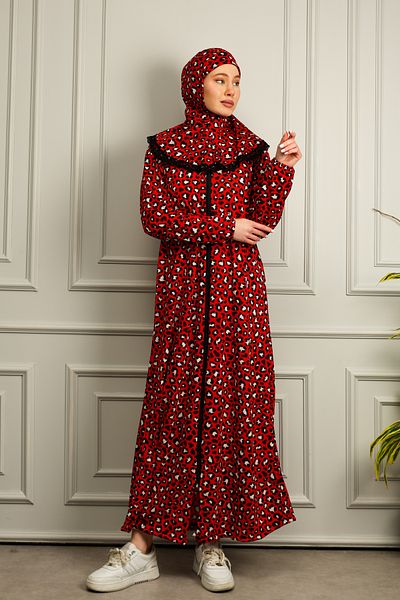 Kutay Collection Self Turban Patterned Women's Prayer Dress