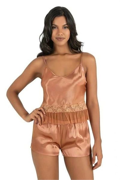 DEFNADA 9209 Model Copper Satin Shorts Set