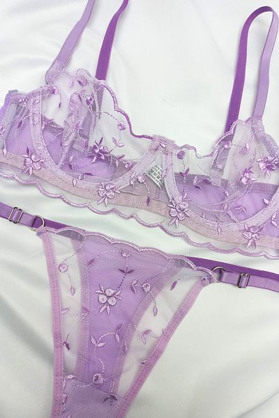 MILANOFOX Set tanga sutien cu sârmă cu broderie din dantelă (zestre - Ziua Îndrăgostiților - Anul Nou)