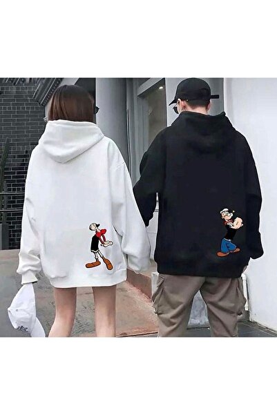 Tarzsokak Benisengiydr Unisex Alb Negru Popeye Iubitul Cuplu Set de 2 benise