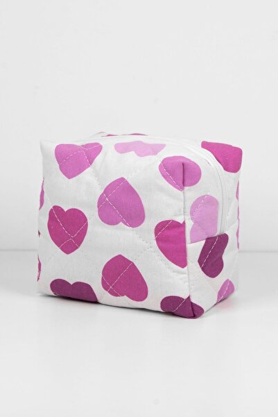 Zaviera Голяма козметична чанта с голям размер и мотив на голямо розово сърце, 10x15x20
