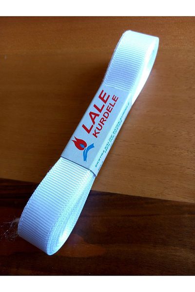 yörük tuhafiye شريط Grosgrain أبيض بطول 10 أمتار - كرة واحدة مقاس 2 سم