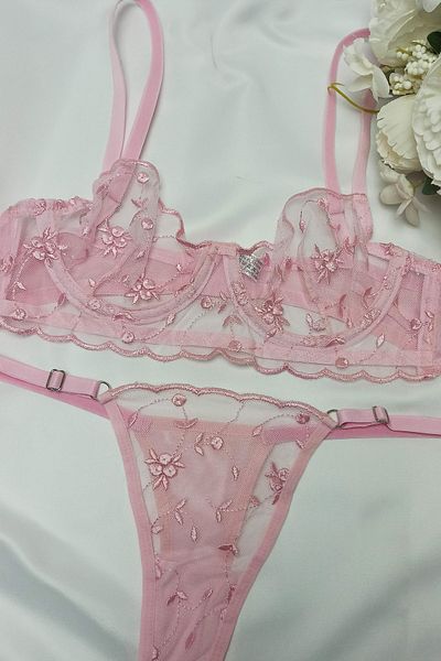 MILANOFOX Set tanga sutien cu sârmă cu broderie din dantelă (zestre - Ziua Îndrăgostiților - Anul Nou)