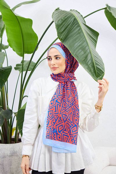 İpekhan Colorday Pure Soft Shawl Red Blue 3040-07