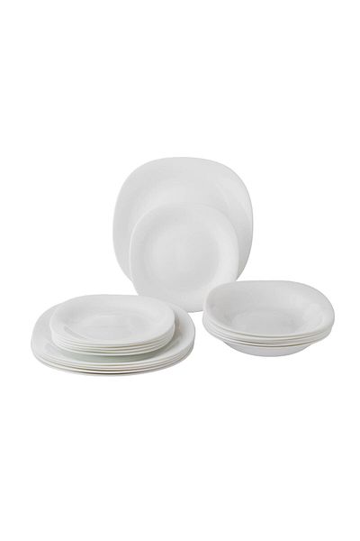 Dania Arcopal Luxury White Square Dinner Set 18 Pieces 6 Persons