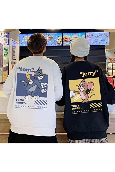 Tarzsokak الأبيض طاقم الرقبة البلوز زوجين عاشق مجموعات زوجين الملابس