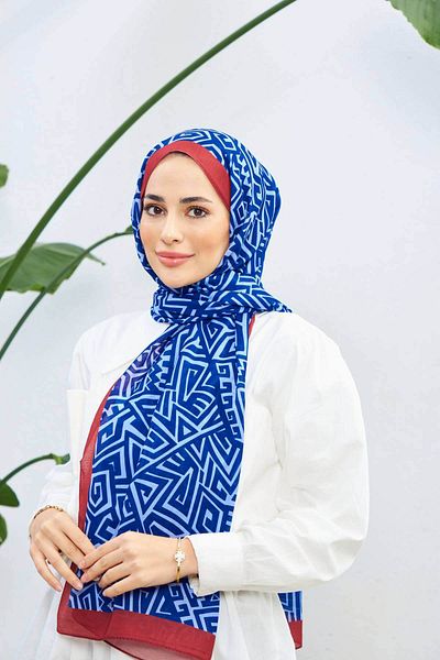 İpekhan Colorday Pure Soft Shawl Blue Claret Red 3040-04