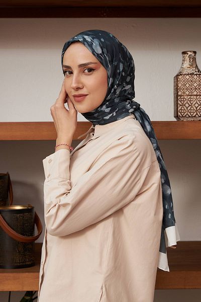 İpekhan Botanical Series Black Silk Shawl - Cotton Viscose 3023-12