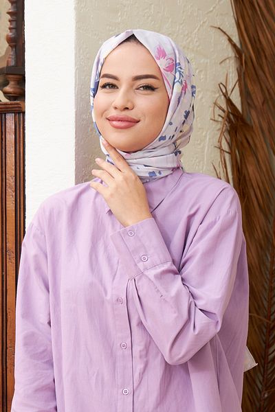 İpekhan Rose Cotton Viscose Shawl Lilac