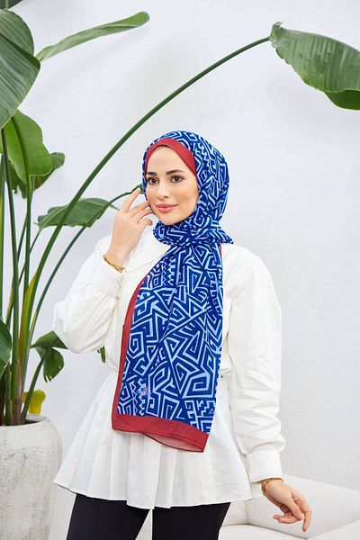 İpekhan Colorday Pure Soft Shawl Blue Claret Red 3040-04