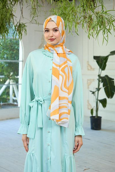 İpekhan Soft Shawl Gray Orange Summer Glitter Collection - 3044-09