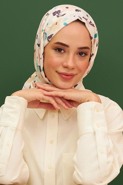 İpekhan Amelia Patterned Cotton Shawl Turquoise 3025-07