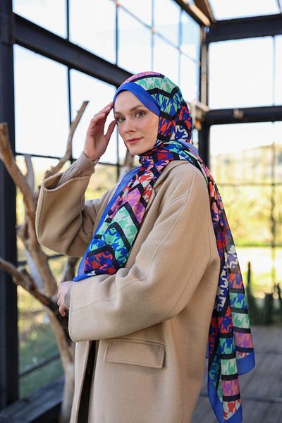 İpekhan Boheme Collection Μαλακό Σάλι Navy Blue Green 3043-14