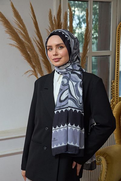 İpekhan soft shawl Gray Black summer GlItter CollectIon - 3045-14